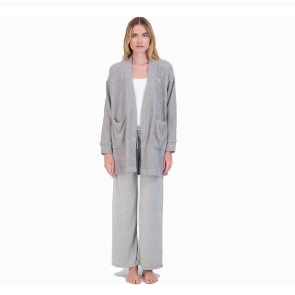 Laundry by Shelli Segal gray open front loungewear robe L